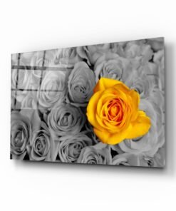 Gele Roos Bloem Glasschilderij