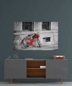 Rode Fiets Glasschilderij