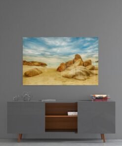 Stenen op Strand Glasschilderij