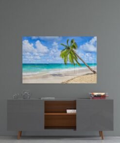 Palmboom op het Strand Glasschilderij