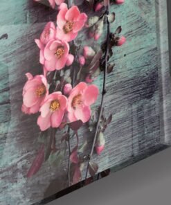 Alternative view of Roze Bloemen Glasschilderij
