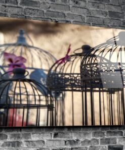 Vogelkooien Glasschilderij - Afbeelding 3