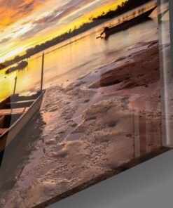 Alternative view of Glas schilderij Boot op het Meer