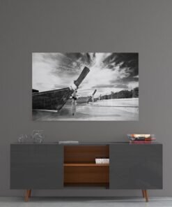 Boten Op Het Strand Glasschilderij