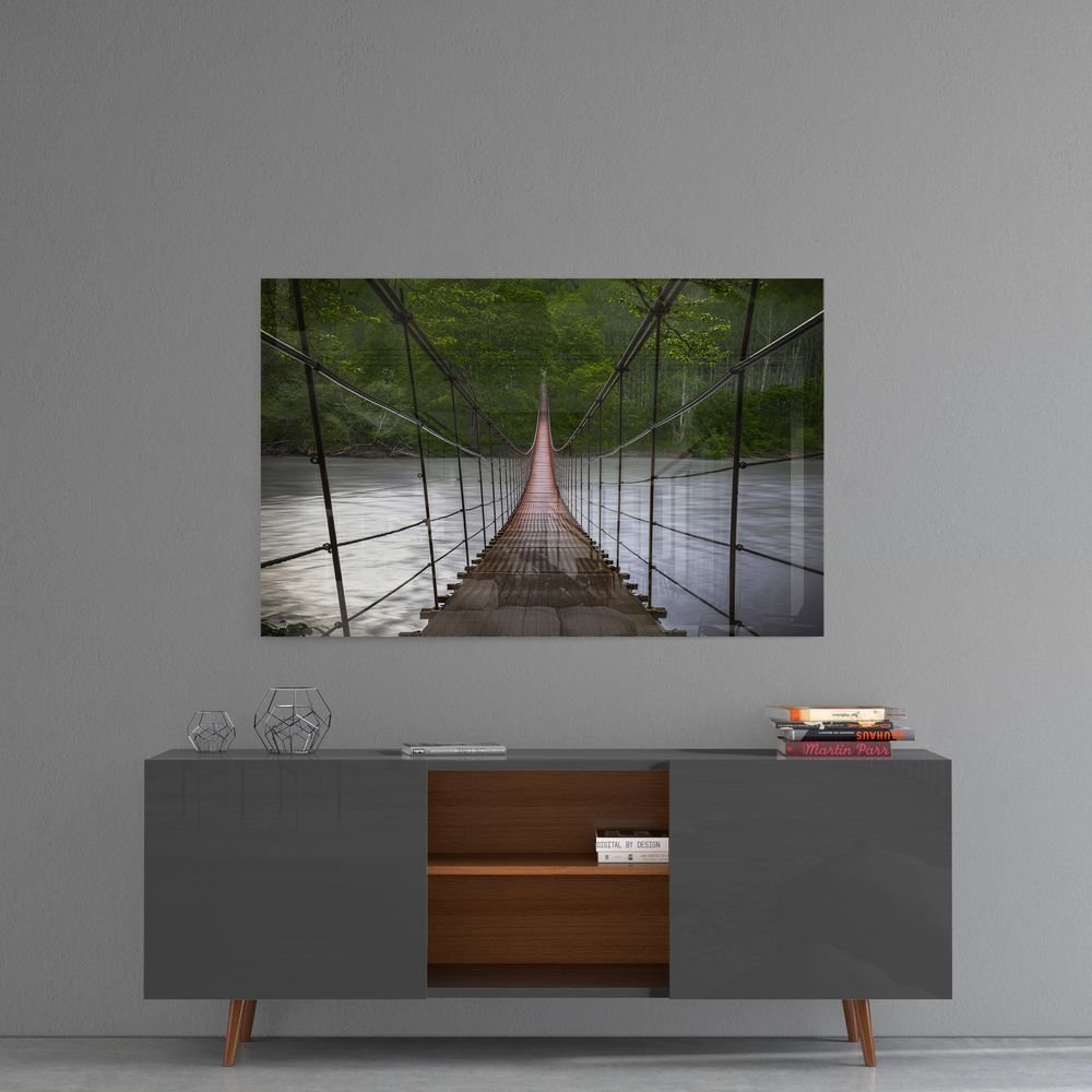 Houten Rivier Natuur Glasschilderij