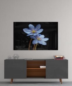 Bloemen Glasschilderij Blauw