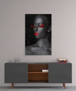 Vrouw Glasschilderij Rode Make-up