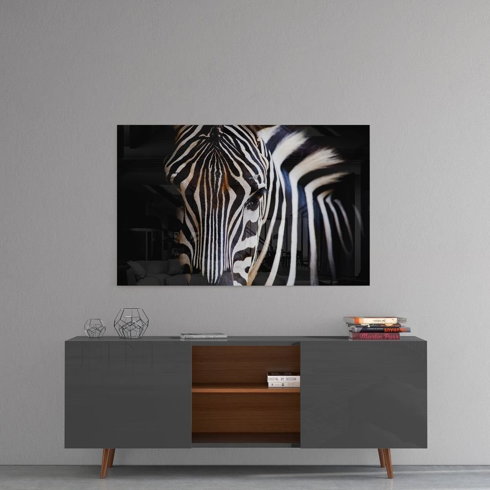 Zebra Dieren Glasschilderij