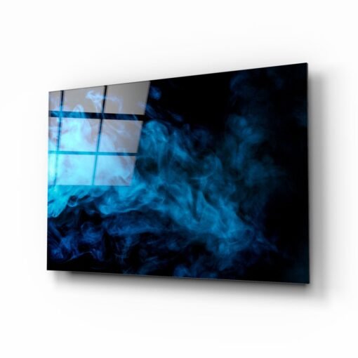 Blauwe Rook Abstract Glasschilderij