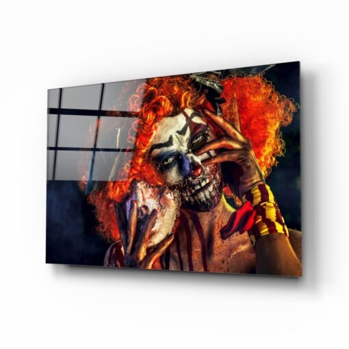 Enge Clown Glasschilderij