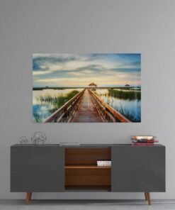 Houten pier Glasschilderij