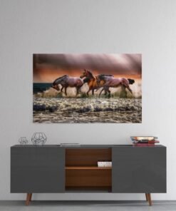 Paarden Glasschilderij
