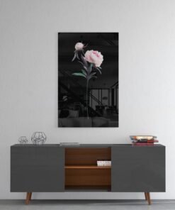Roze Pioenroos Glasschilderij