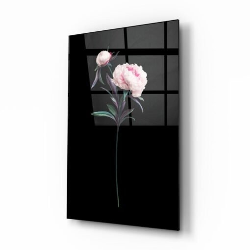 Roze Pioenroos Glasschilderij