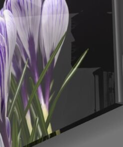 Alternative view of Paarse Bloemen Glasschilderij