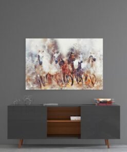 Rennende Paarden Glasschilderij