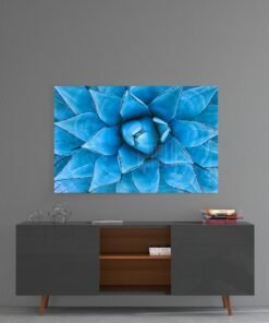 Bloem Blauw Glasschilderij