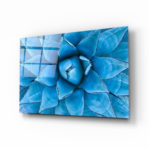 Bloem Blauw Glasschilderij