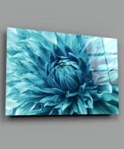Bloem Turkoois Glasschilderij - Afbeelding 3