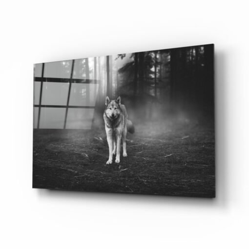 Wolf in het bos Glasschilderij