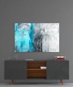 Abstract Blauw Glasschilderij