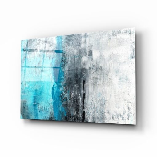 Abstract Blauw Glasschilderij