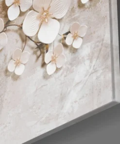 Alternative view of Luxe Glasschilderij  3D Effect Witte Bloemenboom