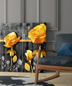 Glasschilderij Bloem Gele rozen