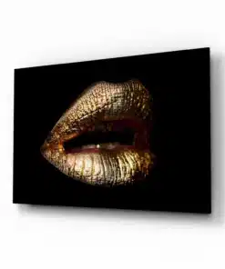 Gouden Lippen Glasschilderij
