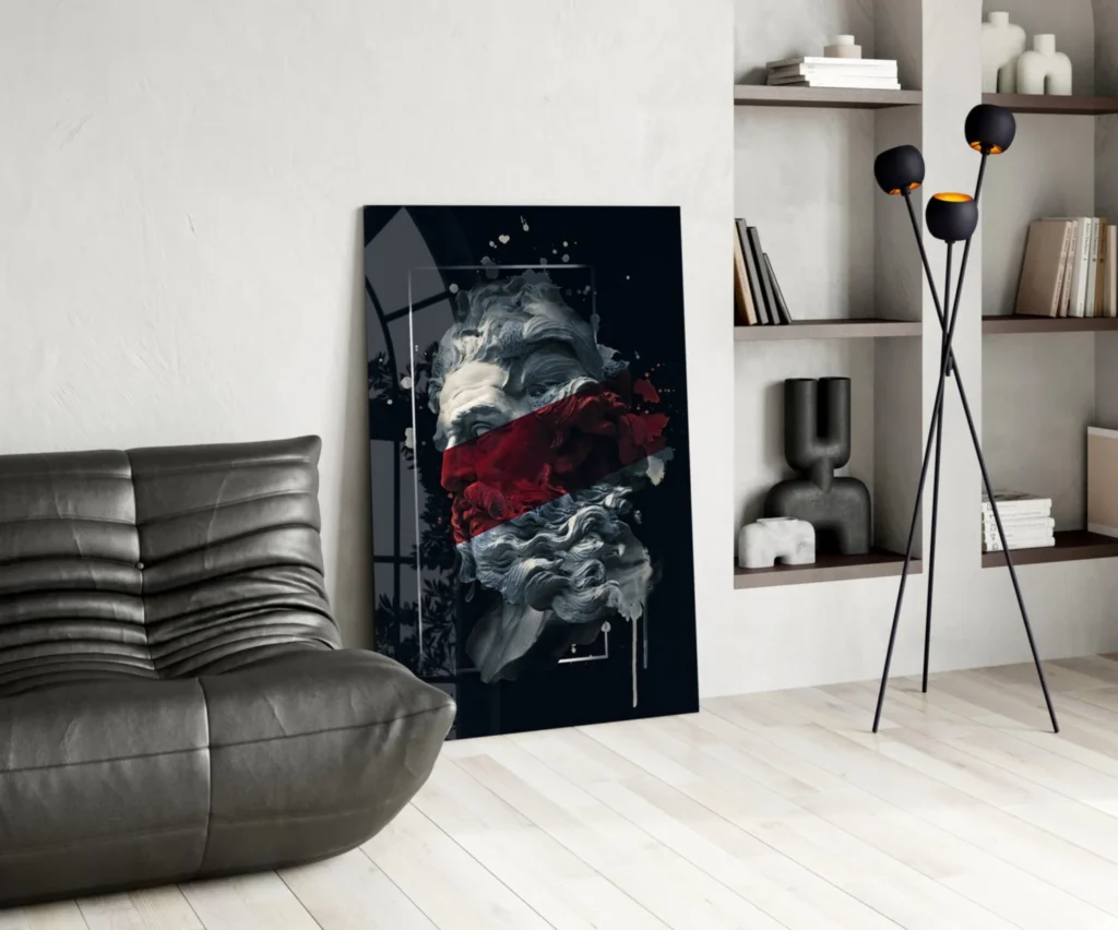 Standbeeld van Poseidon Glasschilderij