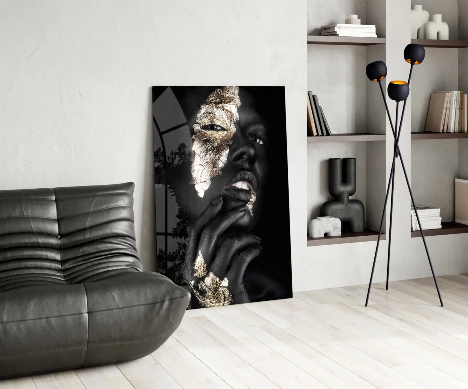 Vrouw Met Goud Glasschilderij