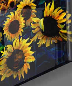 Alternative view of Zonnebloemen Glasschilderij