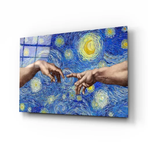 van gogh stijl hand van god en adam glasschilderij CAM 1096 b
