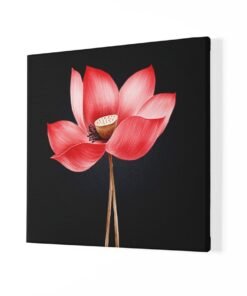 OEFE 1315 vierkant canvas schilderij rode lotus bloem a