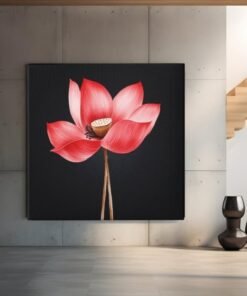 vierkant-canvas-schilderij-rode-lotus-bloem-e