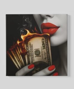 Brandend Geld Vierkant Schilderij