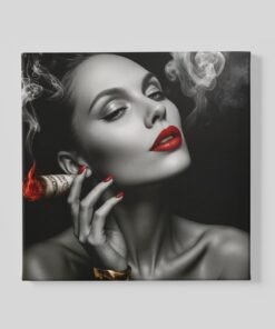 Vrouw met rook Vierkant Schilderij
