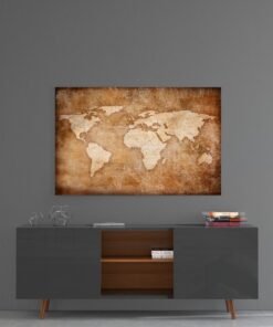 Wereldkaart Glasschilderij