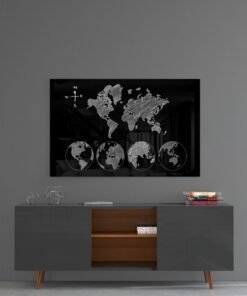 Wereldkaart Glasschilderij