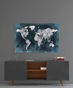 Wereldkaart Glasschilderij