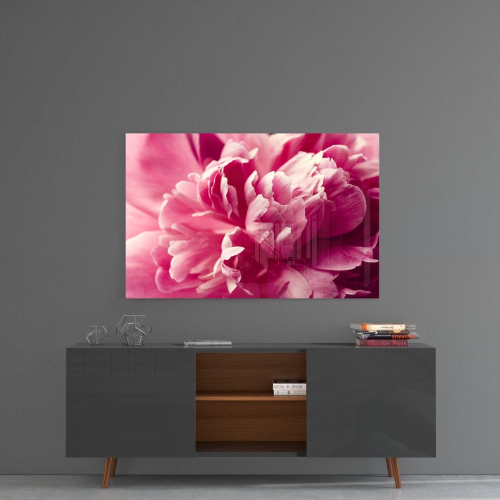 Roze Bloem Glasschilderij