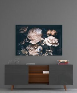 Witte Bloemen Glasschilderij