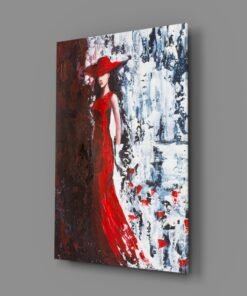 Vrouw met Rood Glasschilderij - Afbeelding 3