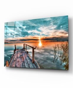 Zonsondergang Glasschilderij