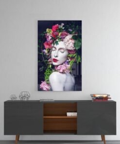 Vrouw Met Bloemen Glasschilderij