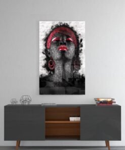 Vrouw en Rood Glasschilderij