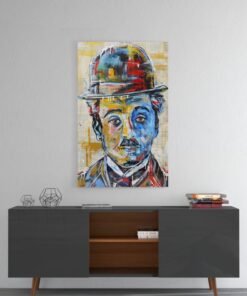 Charlie Chaplin Glasschilderij