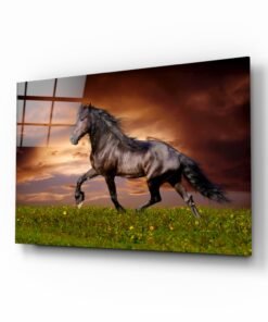 Rennende Paard Glasschilderij