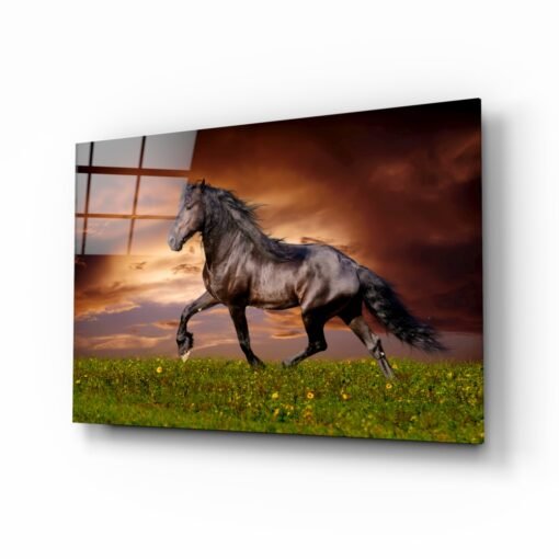 Rennende Paard Glasschilderij