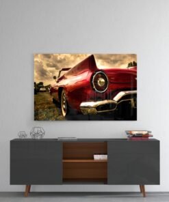 Rode Chevrolet Glasschilderij